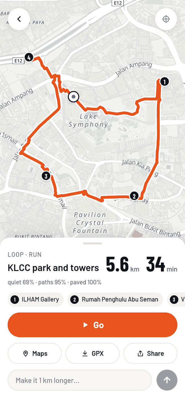 Route ready with a Go button